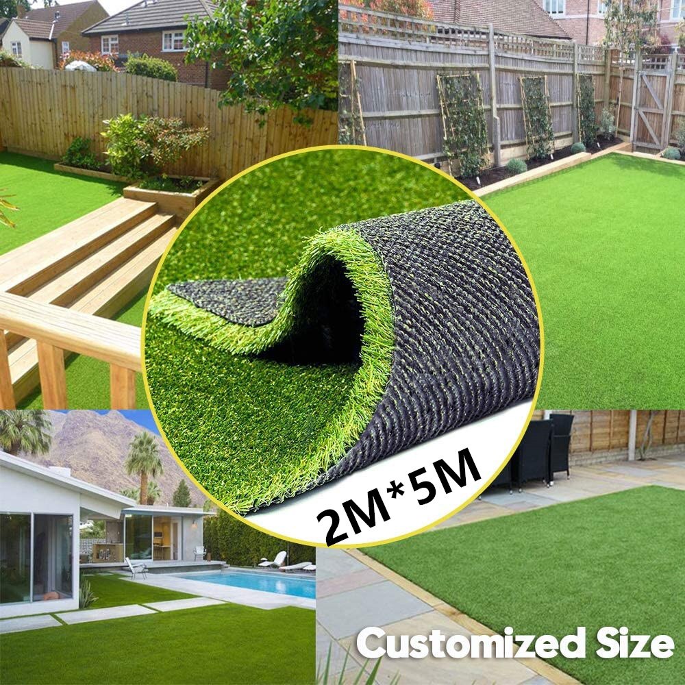Realistic Synthetic Artificial Grass Turf 2M*5M Thick Faux Grass Indoor Outdoor Landscape Lawn Pet Dog Turf Carpet for Garden: Default Title
