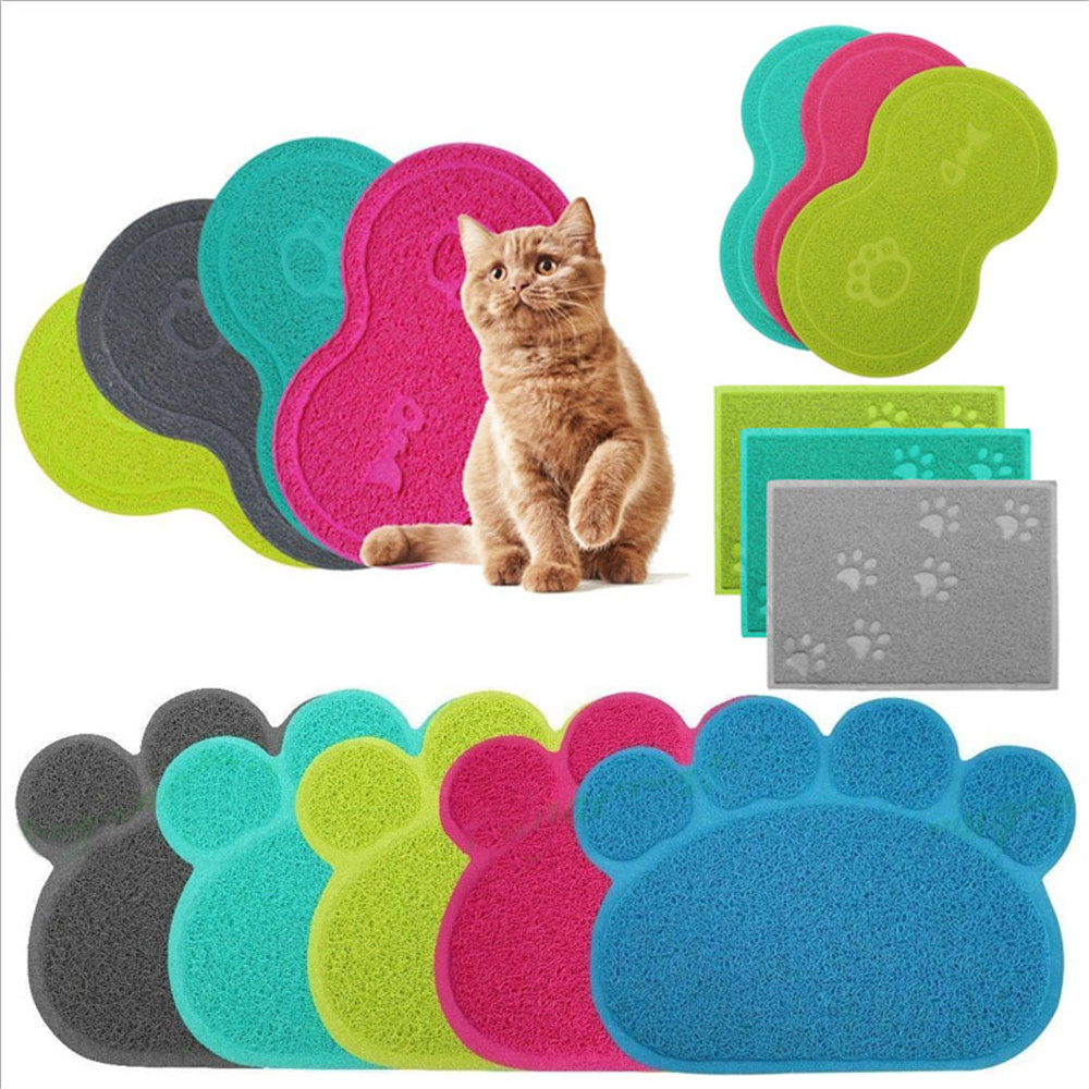 1pcs Pet Dog Puppy Cat Feeding Mat Pad Cute PVC Bed Dish Bowl Food Feed Placement Cat Toilet Mat