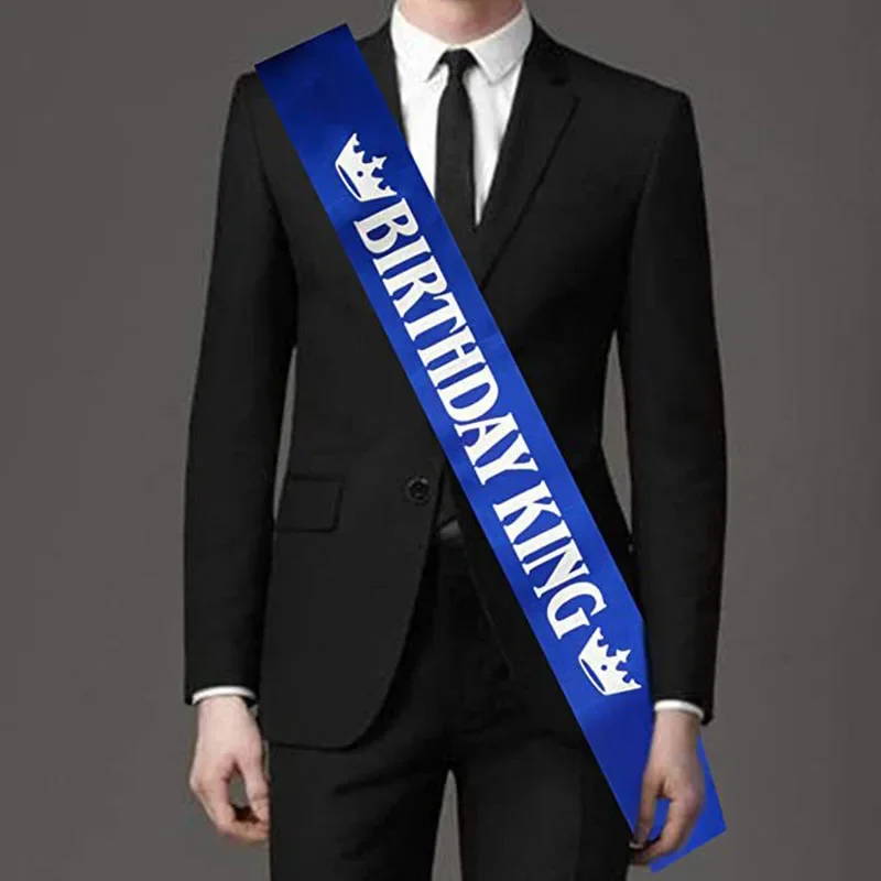 Ceinture roi d'anniversaire en or noir pour hommes et garçons, fournitures de décoration pour fête d'anniversaire, joyeux 16e 18e 20e 30e 40e 50e 60e anniversaire,
