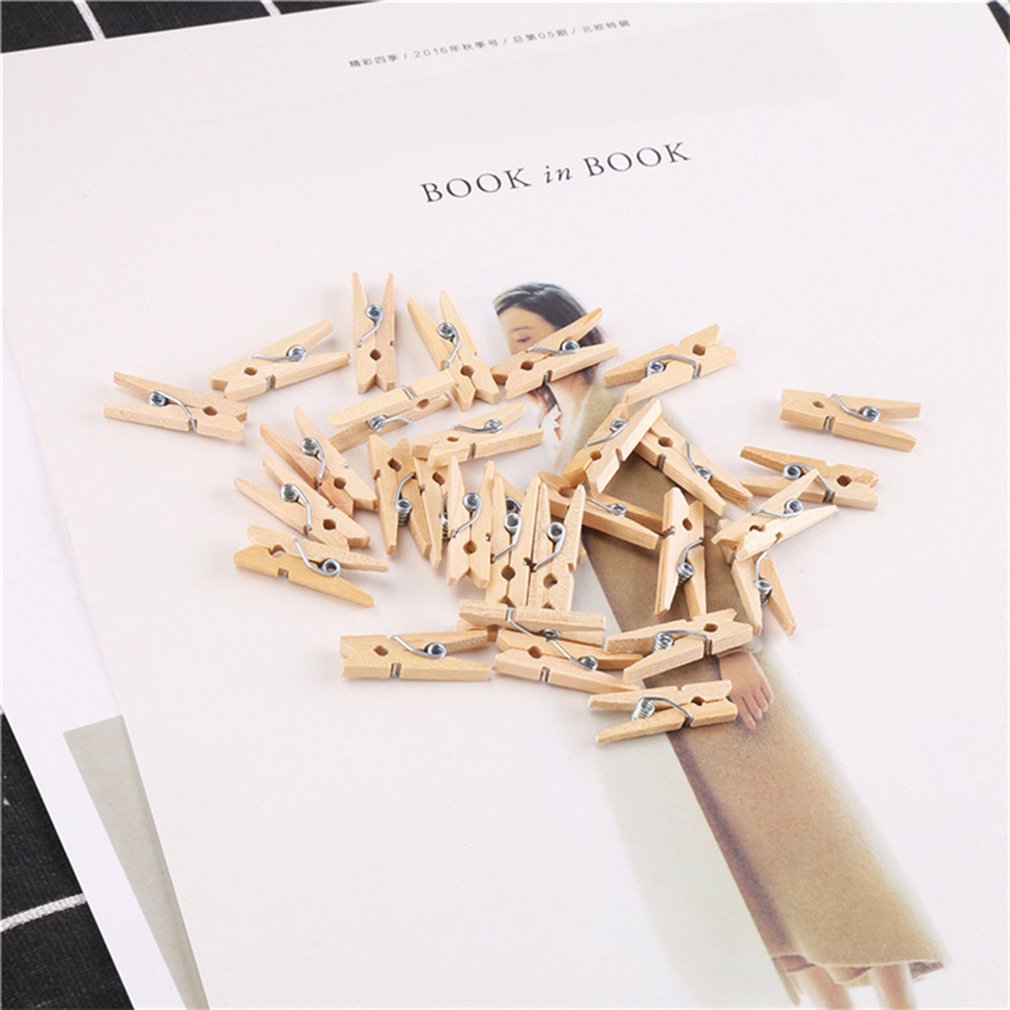 Small Wooden Clip 100 Pcs Wood Clips Small Clips Diy Photo Clips Snack Clips 2.5-3.5-4.5-6Cm Hardwood Clothespins