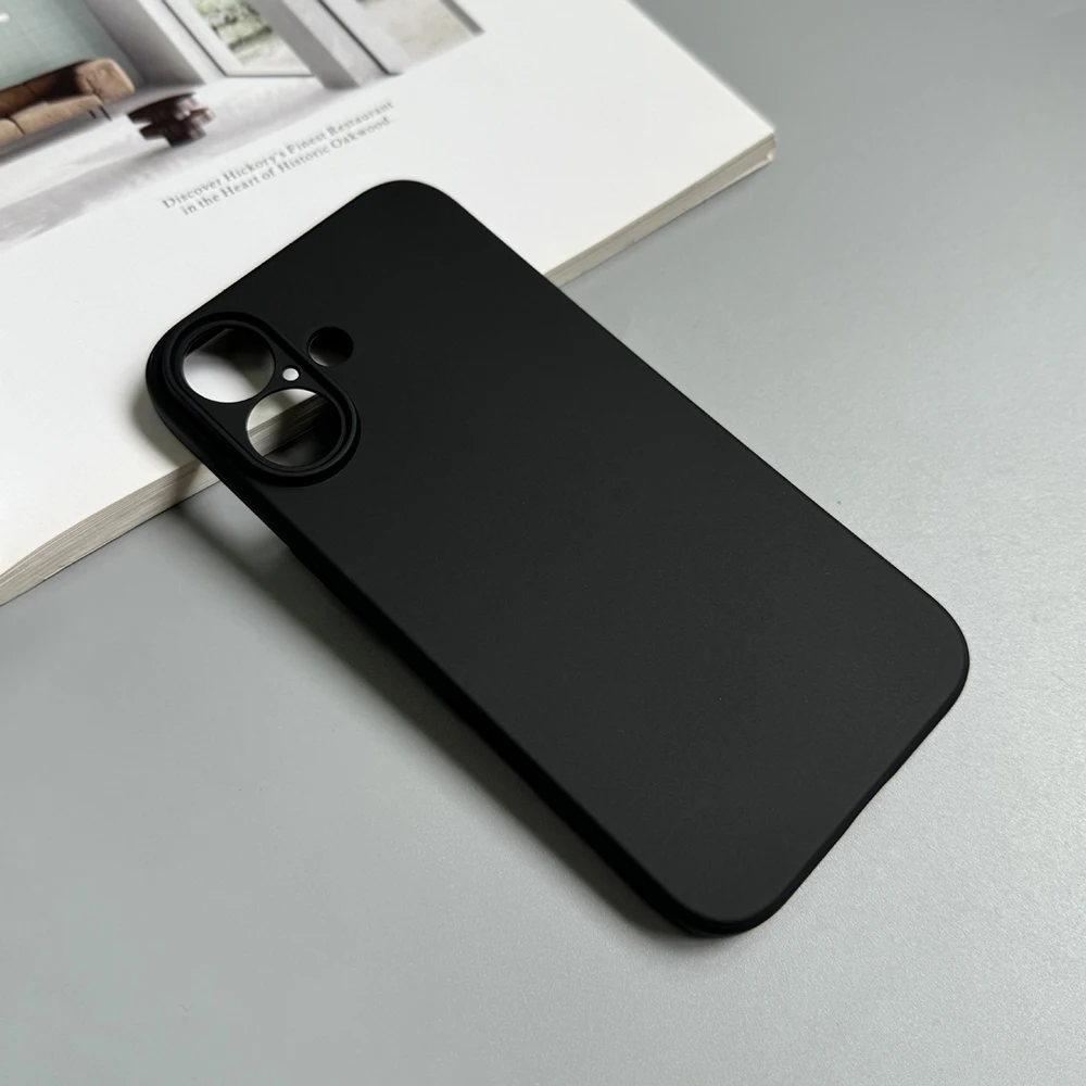 Funda de teléfono mate de silicona negra de lujo para iphone 17 Air 16 15 14 13 12 11 Pro Max 16 15 14 Plus funda trasera suave de TPU