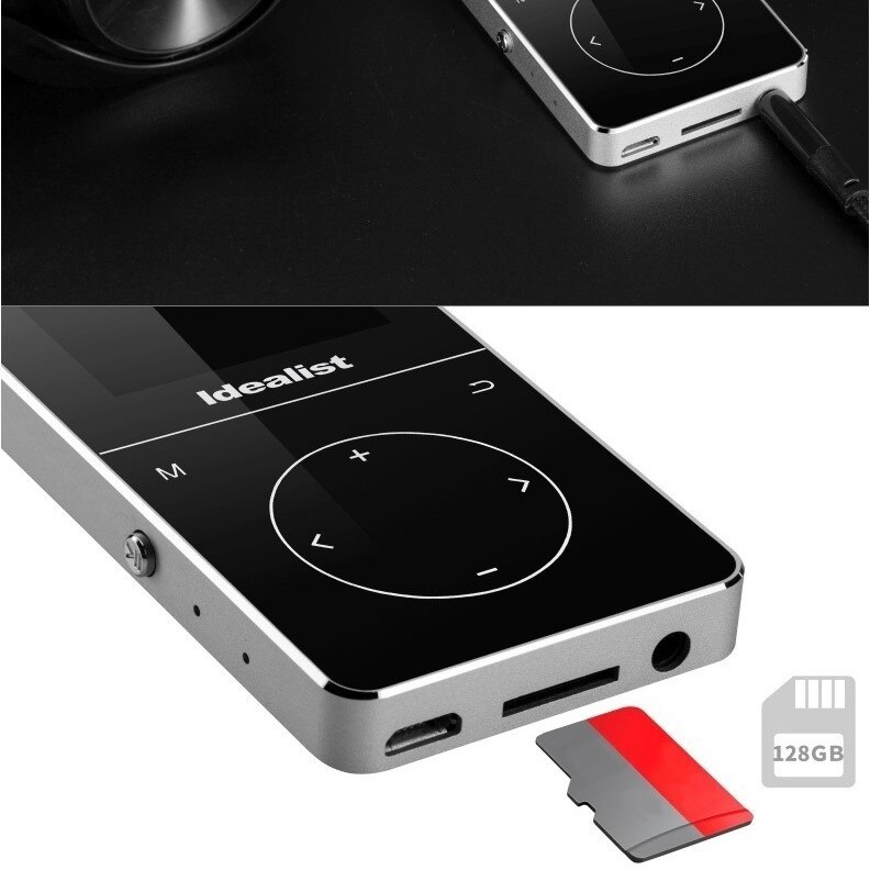 Reproductor de MP4 Idealist Touch de Metal sin pérdidas Walkman sin pérdidas MP4 soporte 128G TF Grabación de imagen FM con auricular de brazalete