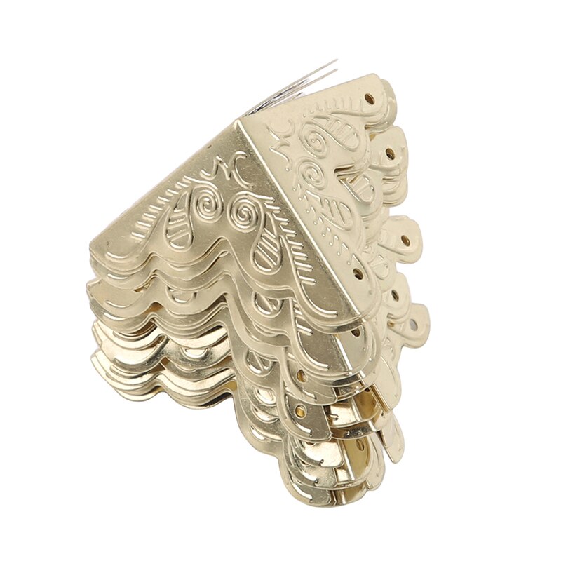 1 paquete de caja de madera antigua patas Protector de esquina triángulo de hierro tallado soporte decorativo para muebles Hardware