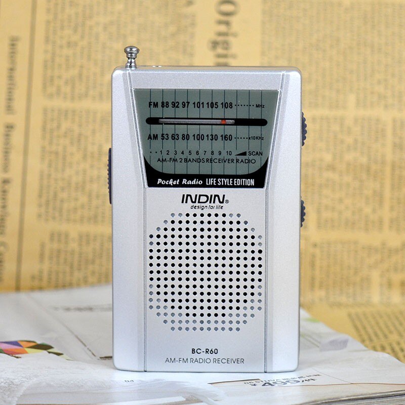 Radio de bolsillo con antena telescópica para exteriores, Mini receptor de Radio AM/FM, altavoz de 3,5mm, auricular incorporado, BC-R60