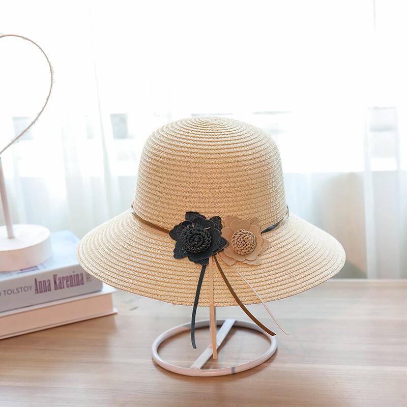 Wide Brim Straw Hat Women Flower Foldable Brimmed Sun Hat Summer Hats For Women: 3
