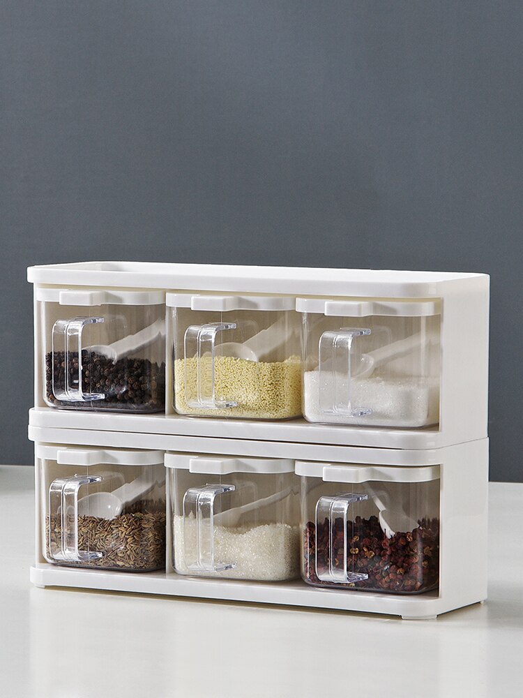 Stackable Condiment Storage Container With Drawer Plastic Seasoning Storage Box Set Kitchen Organizer Rangement Cuisine