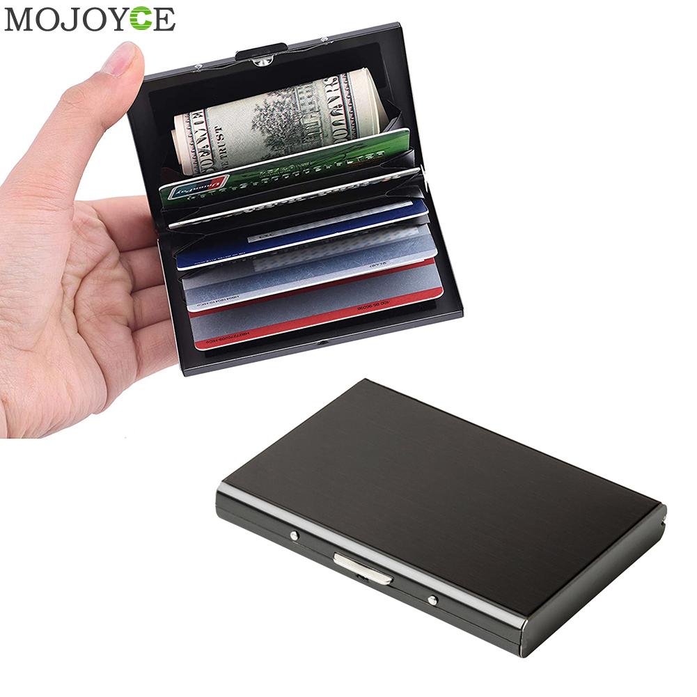 Multi-Function Stainless Steel Bank Credit Card Holder Anti-theft RFID Metal Wallet Purse Women Men Business Travel Card Case