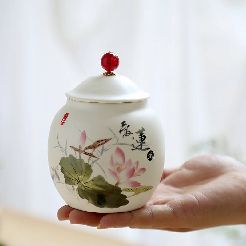 Recipiente de chá portátil de porcelana, tanque selado para cozinha, recipiente de cerâmica para armazenar alimentos, 8 cores para latas de açúcar caixa de caixa