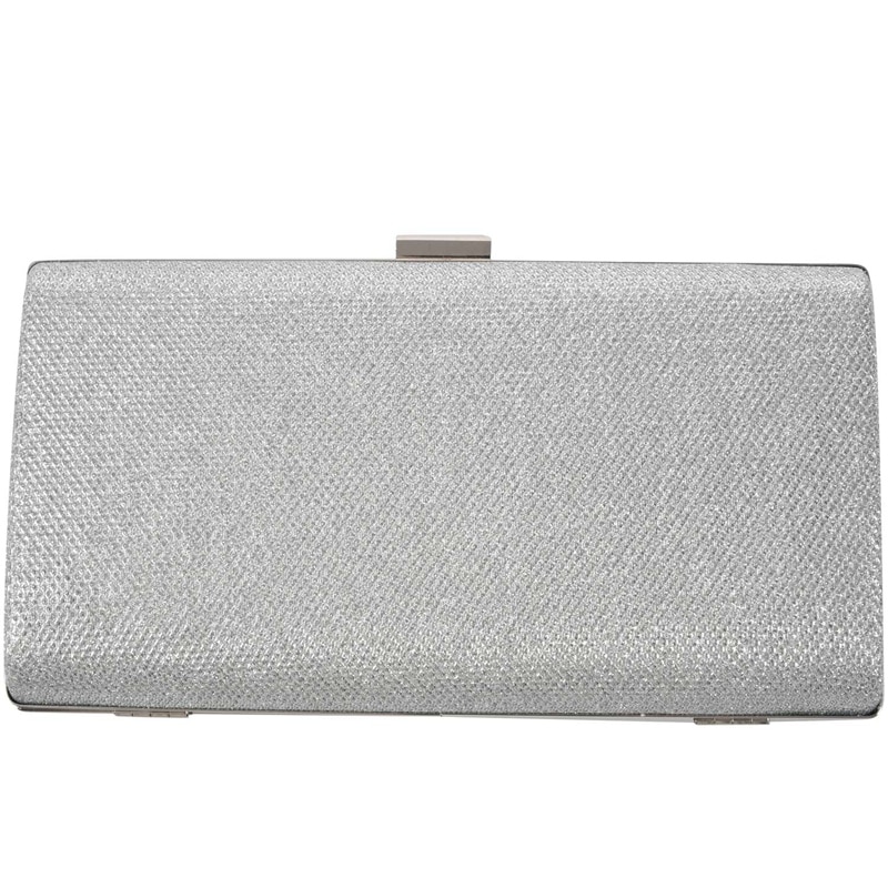 Kvinna kvällsväska kvinnor diamant strass clutch kristall dag clutch fyrkantig form hårt skal, silver