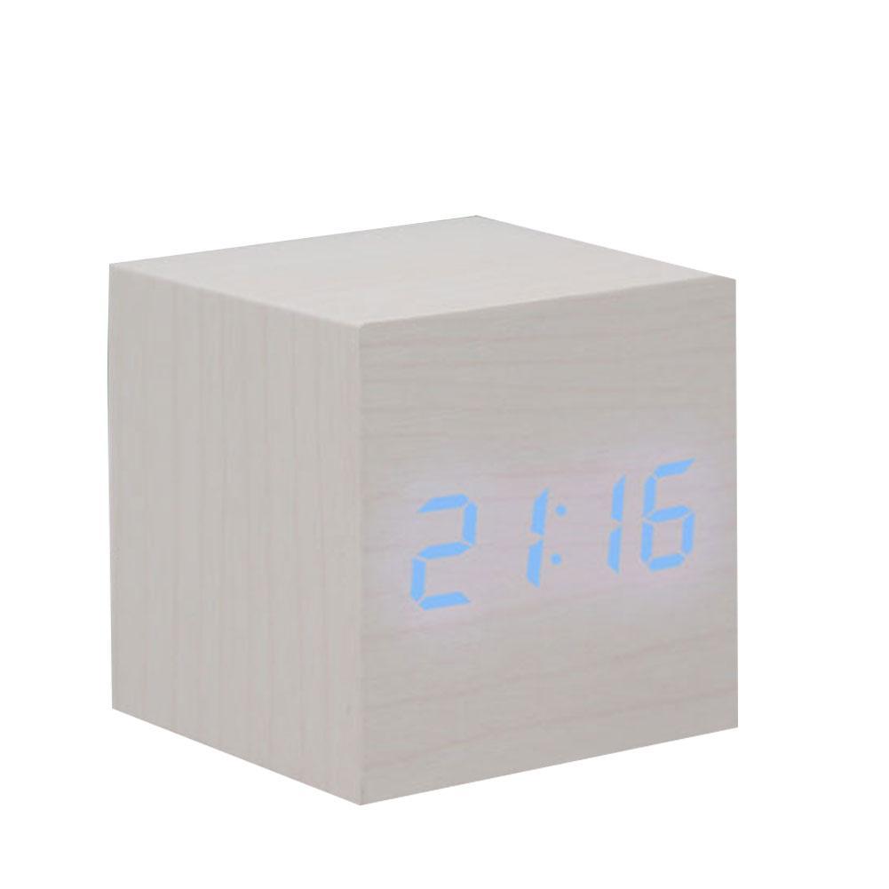 Alarm Clock LED Wooden Watch Table Voice Control Digital Wood Despertador USB/AAA Powered Electronic Desktop Clocks: O