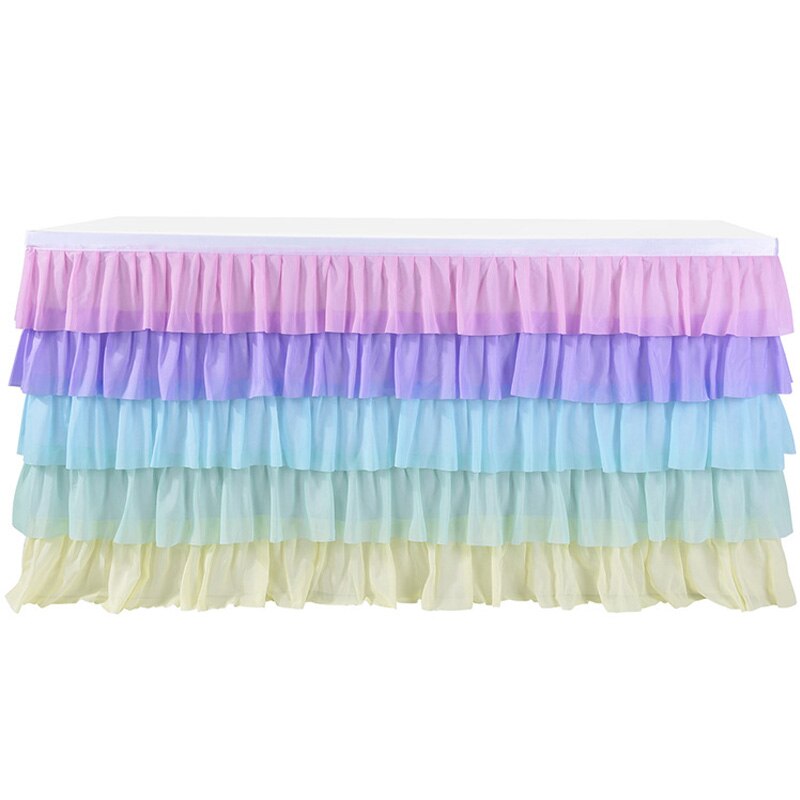 Falda de mesa de tul de arcoíris de unicornio, falda de mesa de sirena, faldas de tutú para Baby Shower, cumpleaños, boda, decoraciones de despedida de soltera: 275x77cm / A