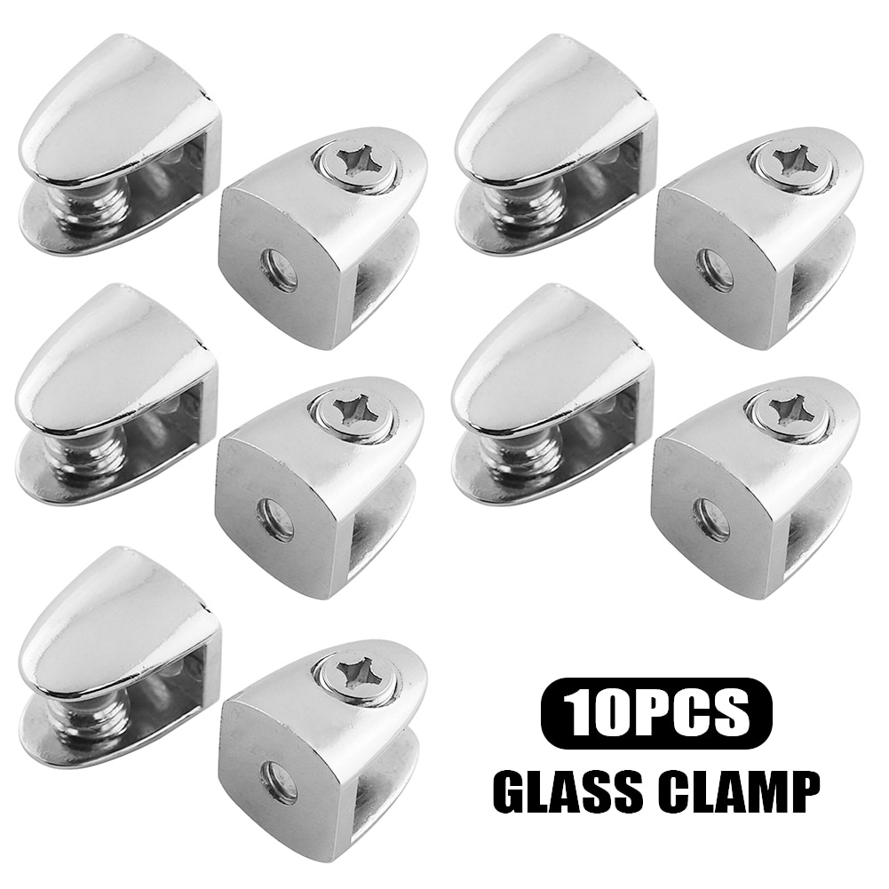 10pcs Zinc Alloy Glass Clamp Balustrade 8 To 10mm Adjustable Anti Corrosion Home Easy Install Handrails Flat Back Staircase