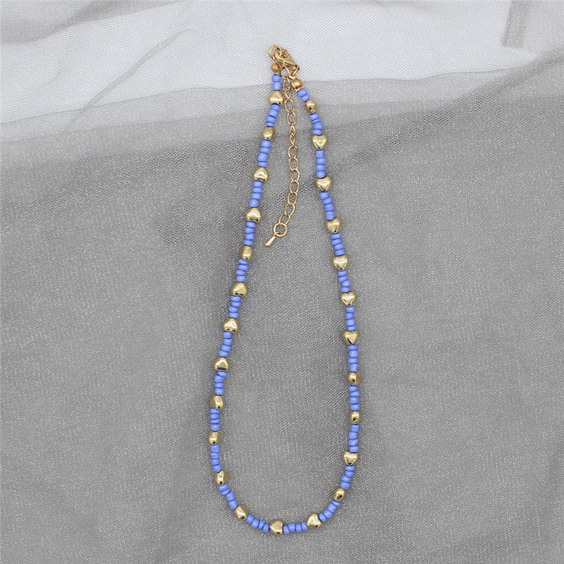 Colorful beaded initial choker for women, pendant necklace, collar charm, heart jewelry, boho accessories: 1