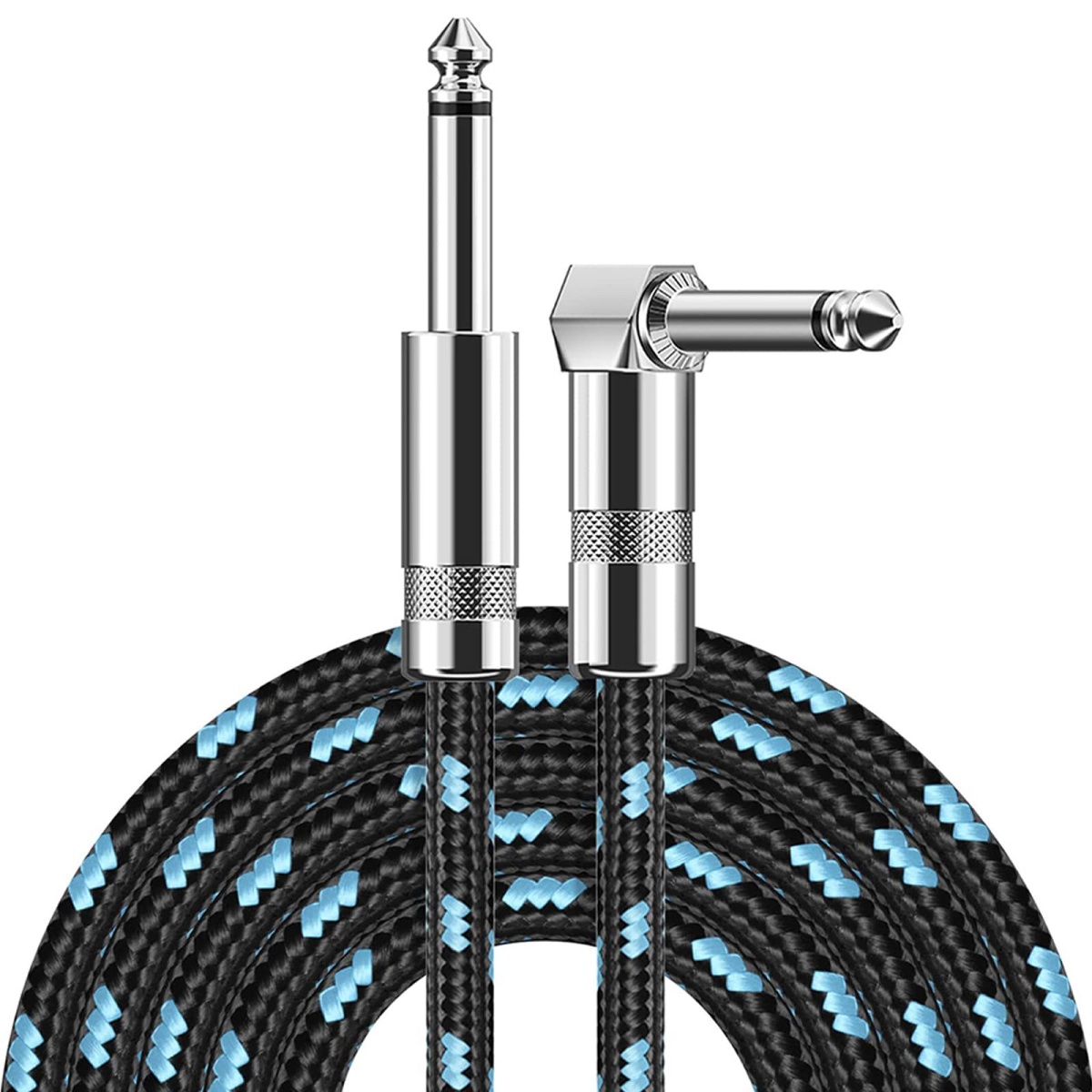 Electric Guitar Cable Braided 1/4 ft Jack 90 Degree TS 6.5mm Audio Mono Cable Bass Electric Box Audio Cable Noise Reduction Cabl