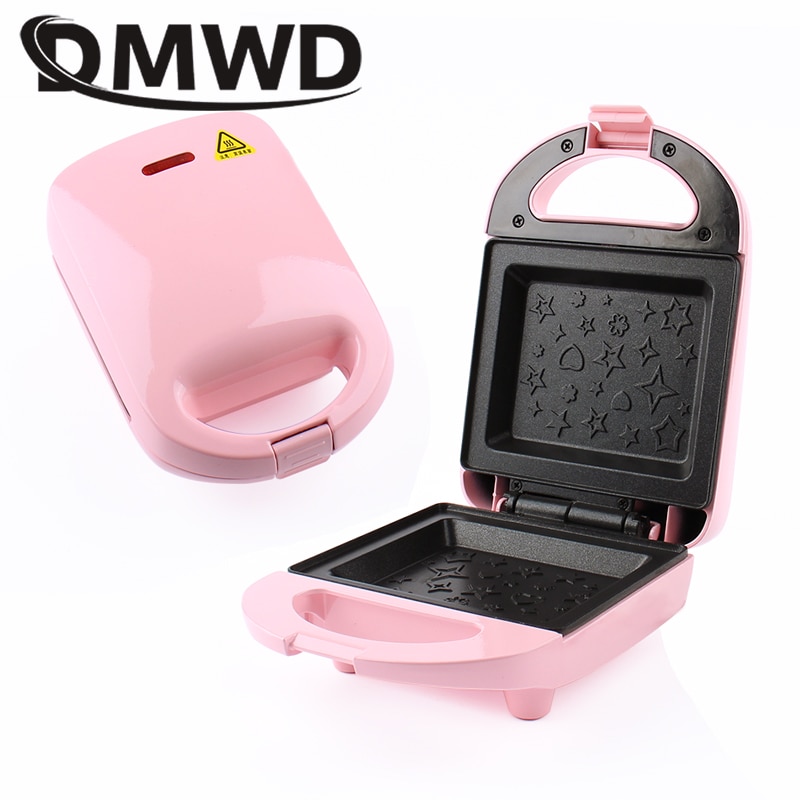 Brood Sandwich Maker Mini Licht Voedsel Wafel Muffin Ontbijt Machine Ei Omelet Pan Druk Broodrooster Grill Panini Oven Kachel: Star pattern Pink