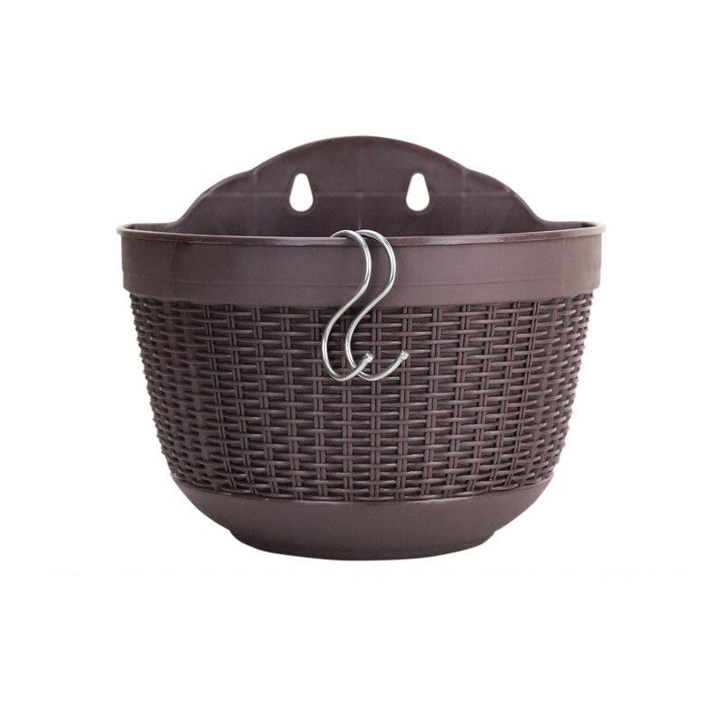 1Pc naścienny doniczka imitacja Rattan tkactwo półokrągłe doniczka roślina balkonowa wisząca ściana ogrodu kosz wystrój: 1 L