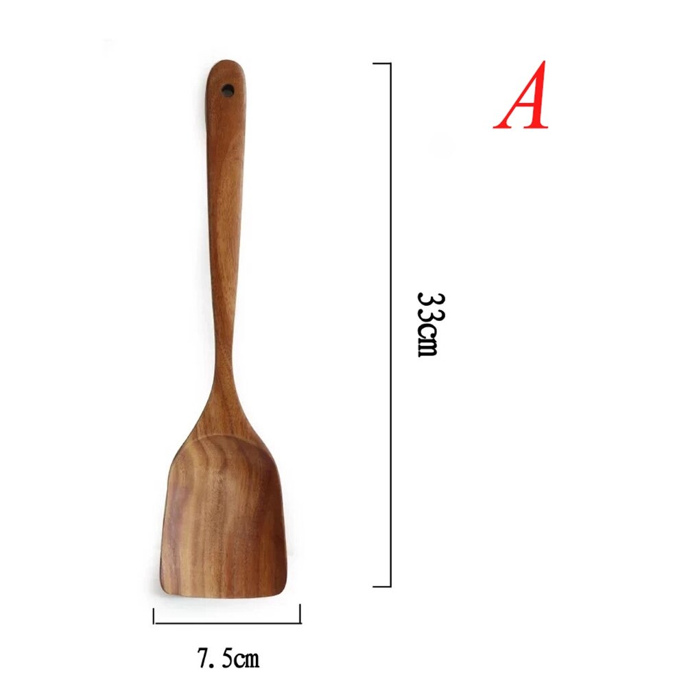 Big Wooden Rice Long Handle Spoon Soup Cooking Spoon Teak Wood Spoon Colander Ladle Skimmer Scoop Kitchen Utensils: A