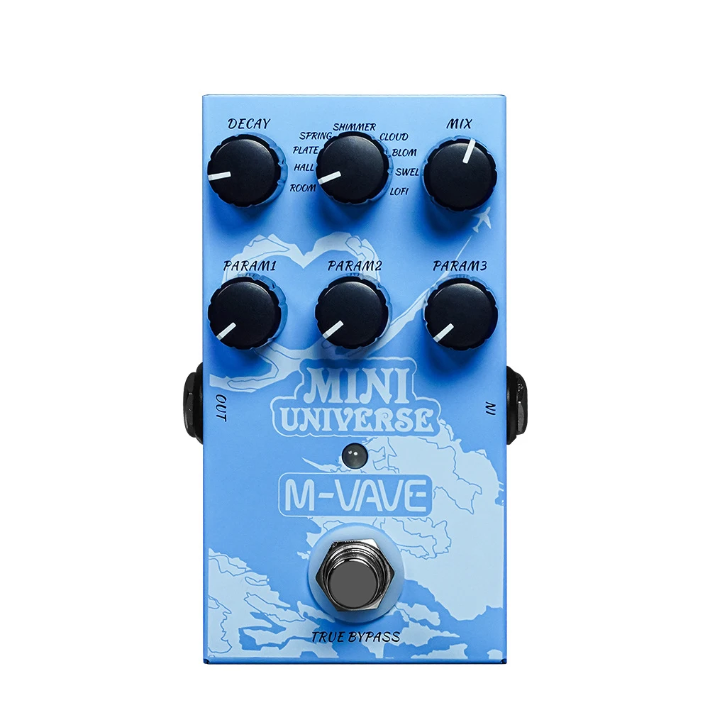 M-VAVA Mini-Universe Pedal de reverberación digital Pedal de guitarra de reverberación analógica Pedal de 9 tonos de reverberación puro para música de bajo eléctrico: Azul
