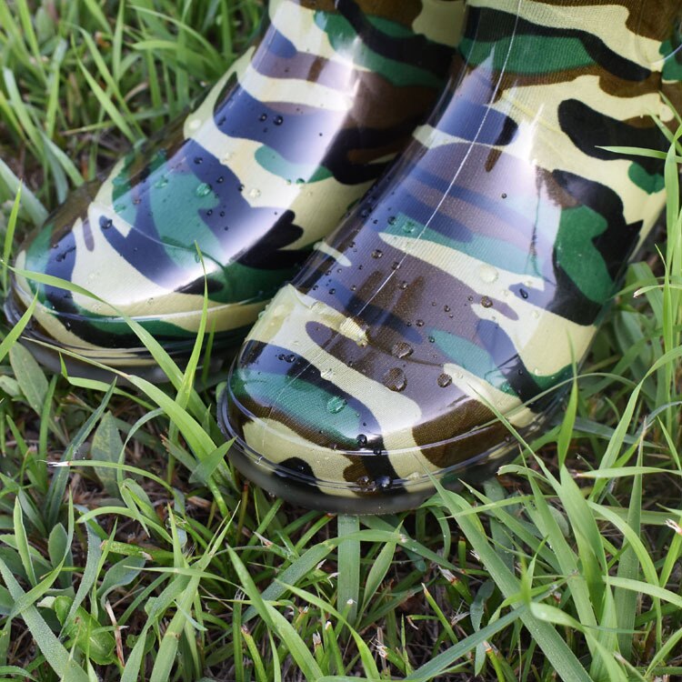 Aleafalling waterproof rain boots labor shoes graffiti men rainproof workplace rubber knee high tube boots slip on botas m73