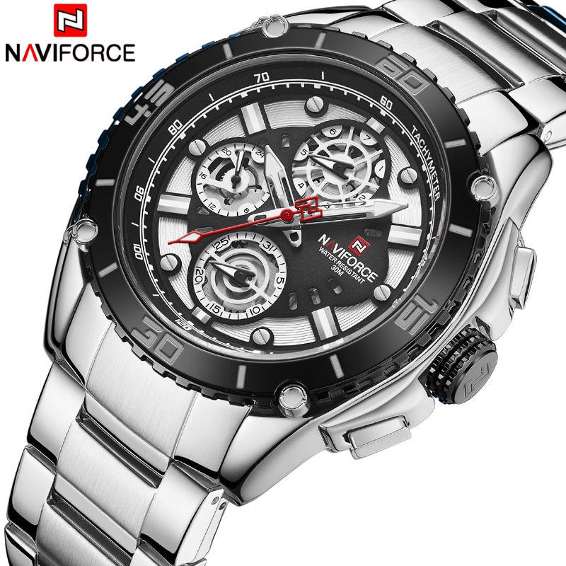Naviforce Horloges Mannen Waterdichte Quartz Horloge Top Brand Luxe Rvs Sport Horloge Voor Mannen Kalender Mannelijke Klok