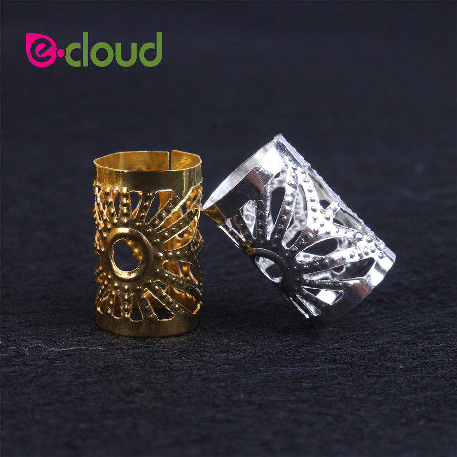 100 Stks/partij Golden/Zilver Haar Dreadlocs Vlechten Micro Haar Ring Kralen Verstelbare Manchet Clip Ca. 15Mm Gat