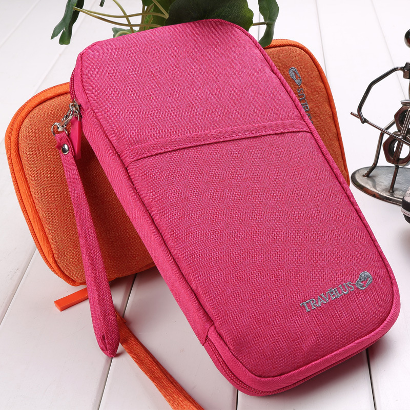 Portafogli da donna impermeabili borsa da viaggio multifunzione per uomo porta passaporto porta carte di credito antipolvere per banca commerciale: Rosered