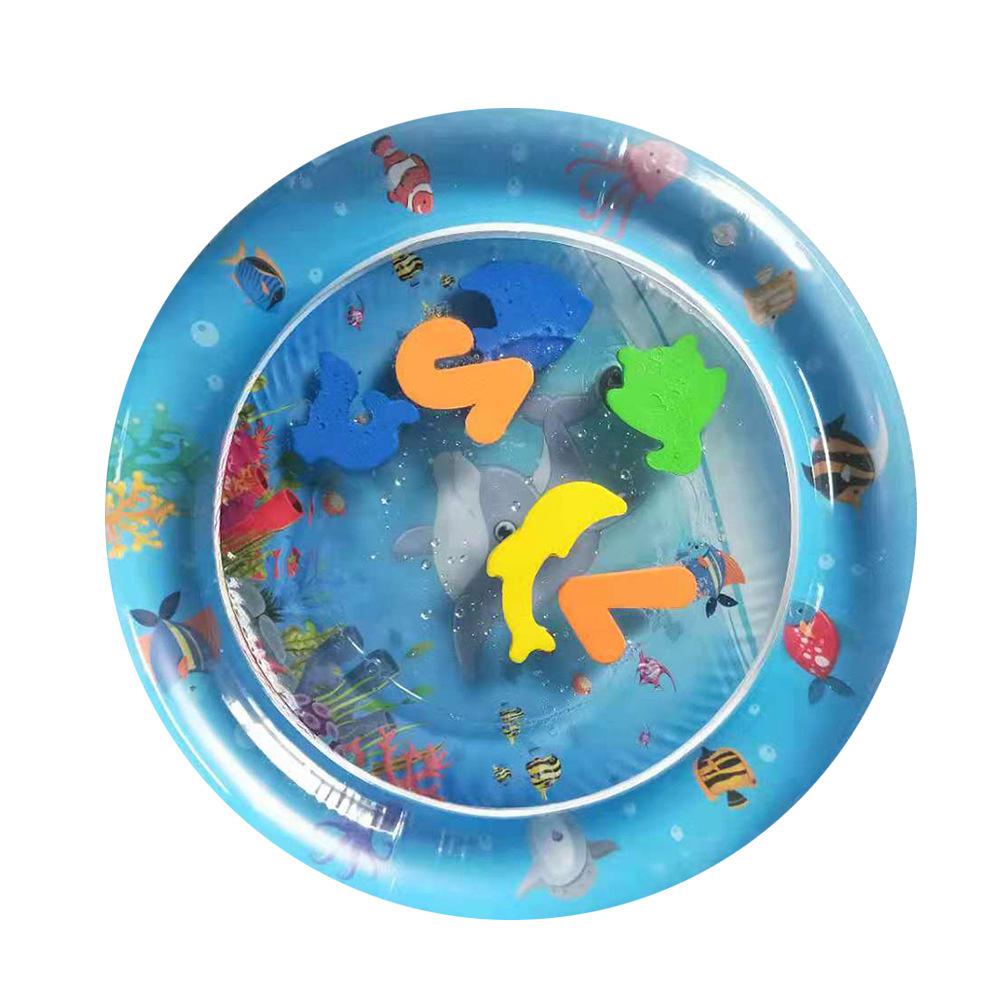 Water Mat Baby Inflatable Patted Pad Baby Inflatable Water Cushion Infant Play Mat Toddler Funny Pat Pad Toys: E 55cm diameter