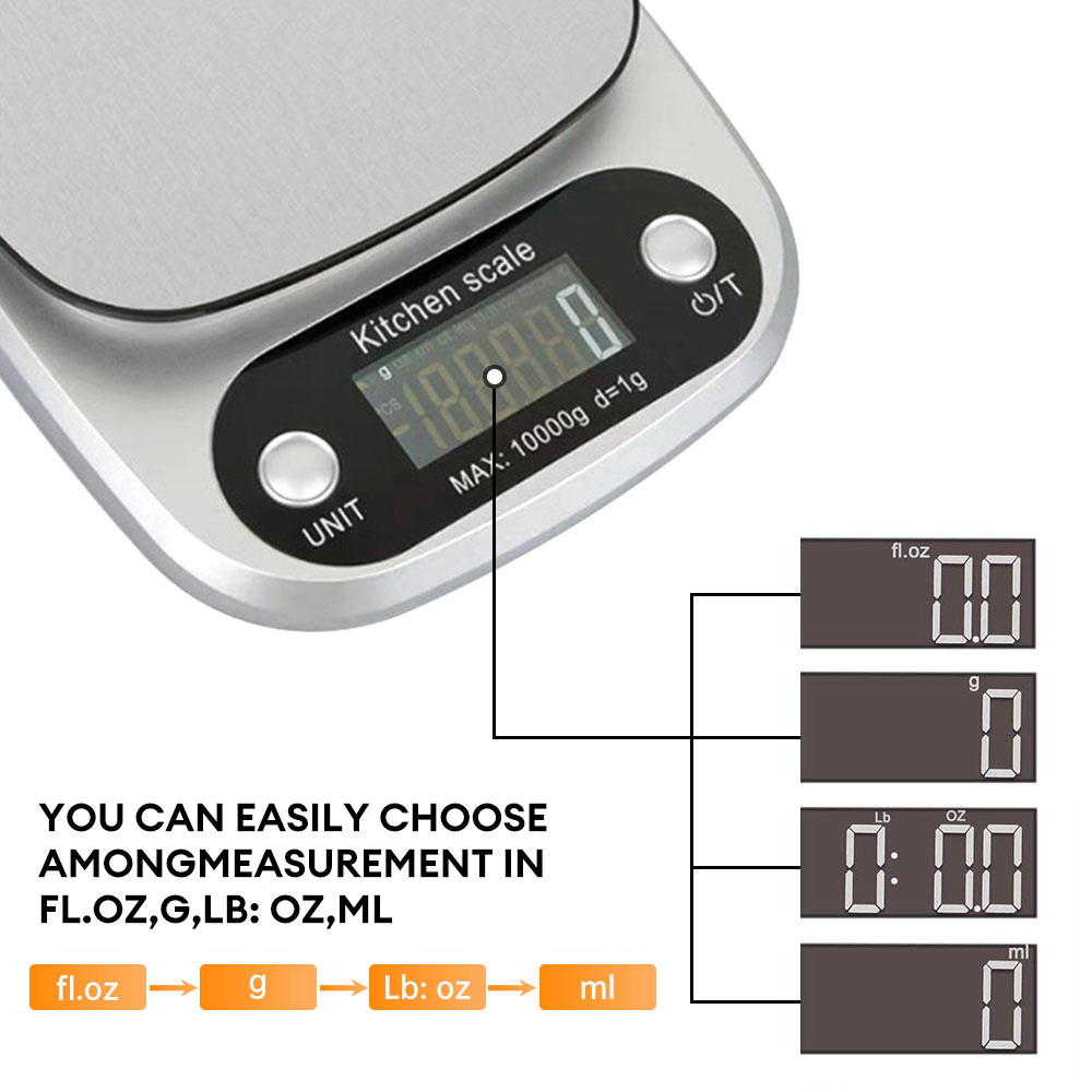 Báscula Digital de cocina de 10Kg/1g, báscula pequeña para alimentos, pantalla LCD, báscula Digital de peso de gramos, herramientas de medición multifunción para joyería