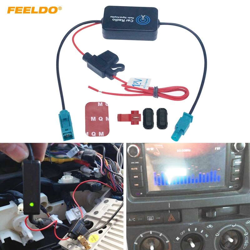 FEELDO 1Set 12V Auto Radio Antenne Antenne Signaal Booster Versterker Voor Auto Met FAKRA II Connector # AM1051