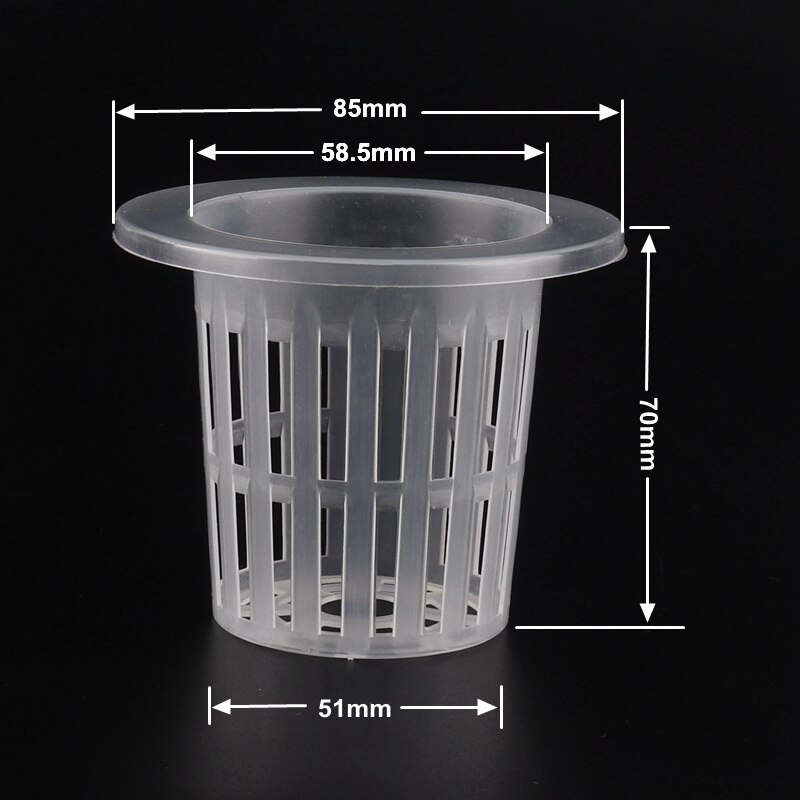10pcs Hydroponics Net Pot Garden Slot Mesh Cups, Plastic Plant Basket for Hydroponics, Aeroponics, Orchids (Black/White)(White