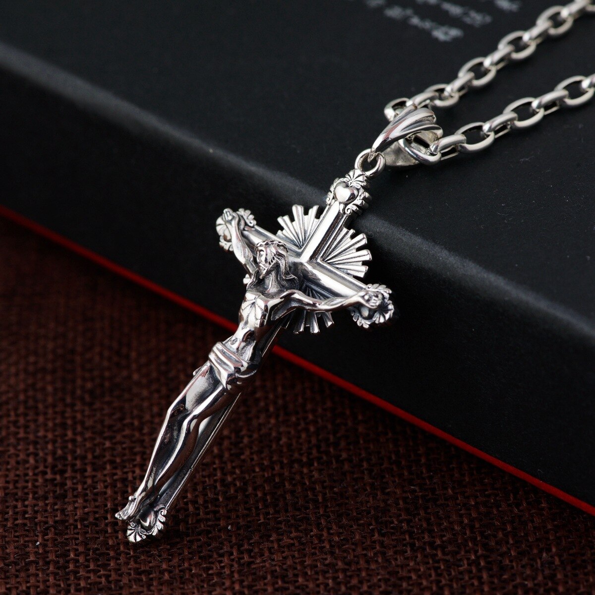 ! Colgante CMAJOR 925 de plata tailandesa para hombres y mujeres con Santa Cruz de Jesús, collar de oración cristiana, joyería de plata esterlina hecha a mano