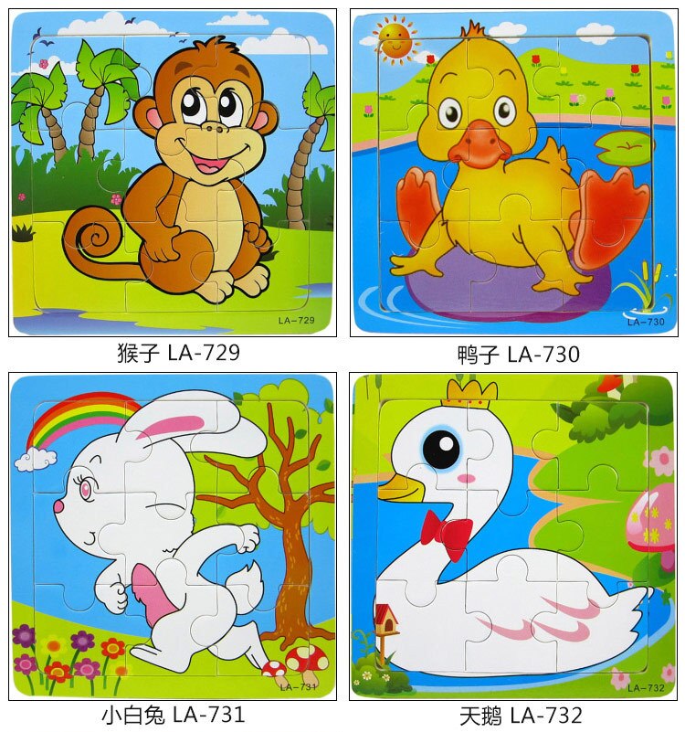 9 pièces maternelle enfants en bois Puzzle Intelligence petite enfance Animal Puzzle décrochage dessin animé Puzzle