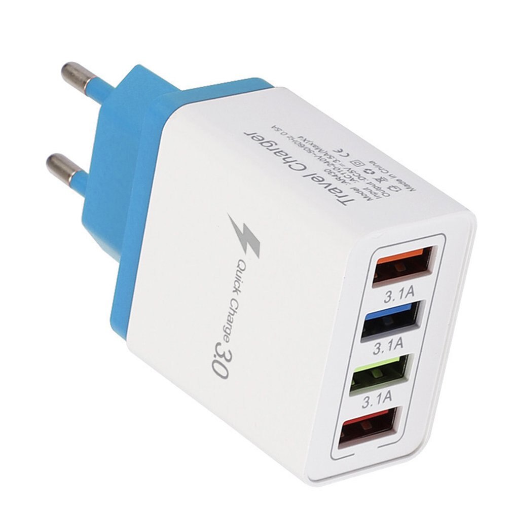 Szybka ładowarka USB, urządzenie do szybkiego ładowania przez USB, UE/US, technologia Quick Charge 3.0, do zasilacza telefonów, do Huawei Mate 30, tabletu, przenośne, ścienne, przenośne: sky blue / EU