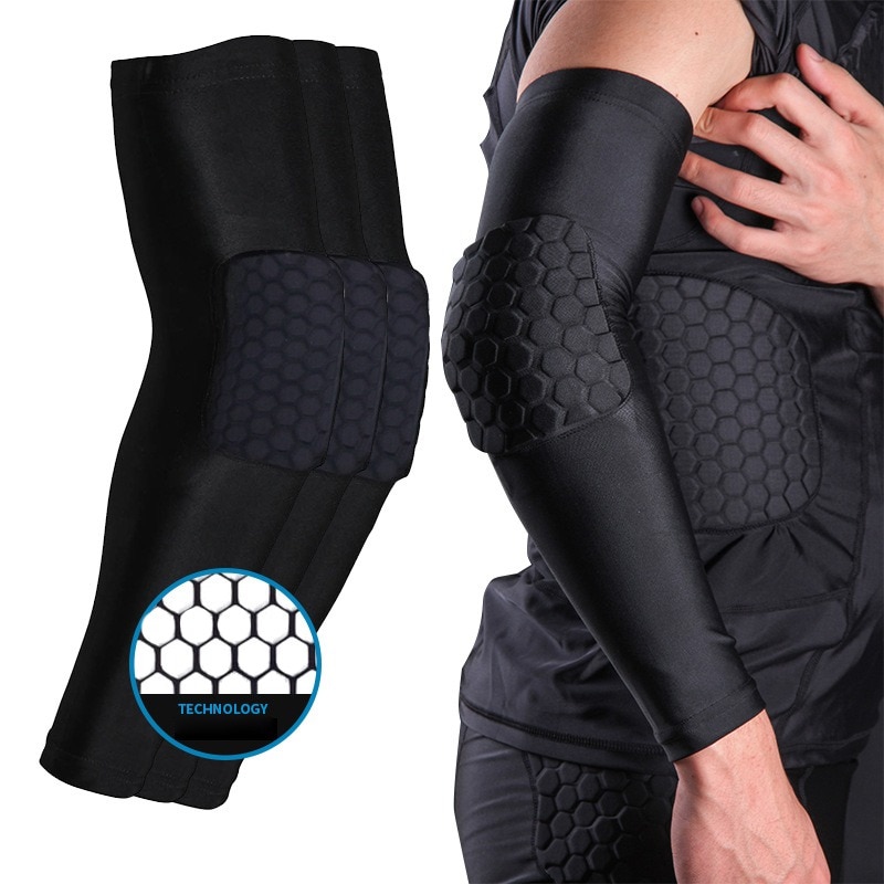 Basketball åndbar arm ærme pudebeskytter løb honeycomb albue fitness ridning anti-kollisions armbeskytter elastisk