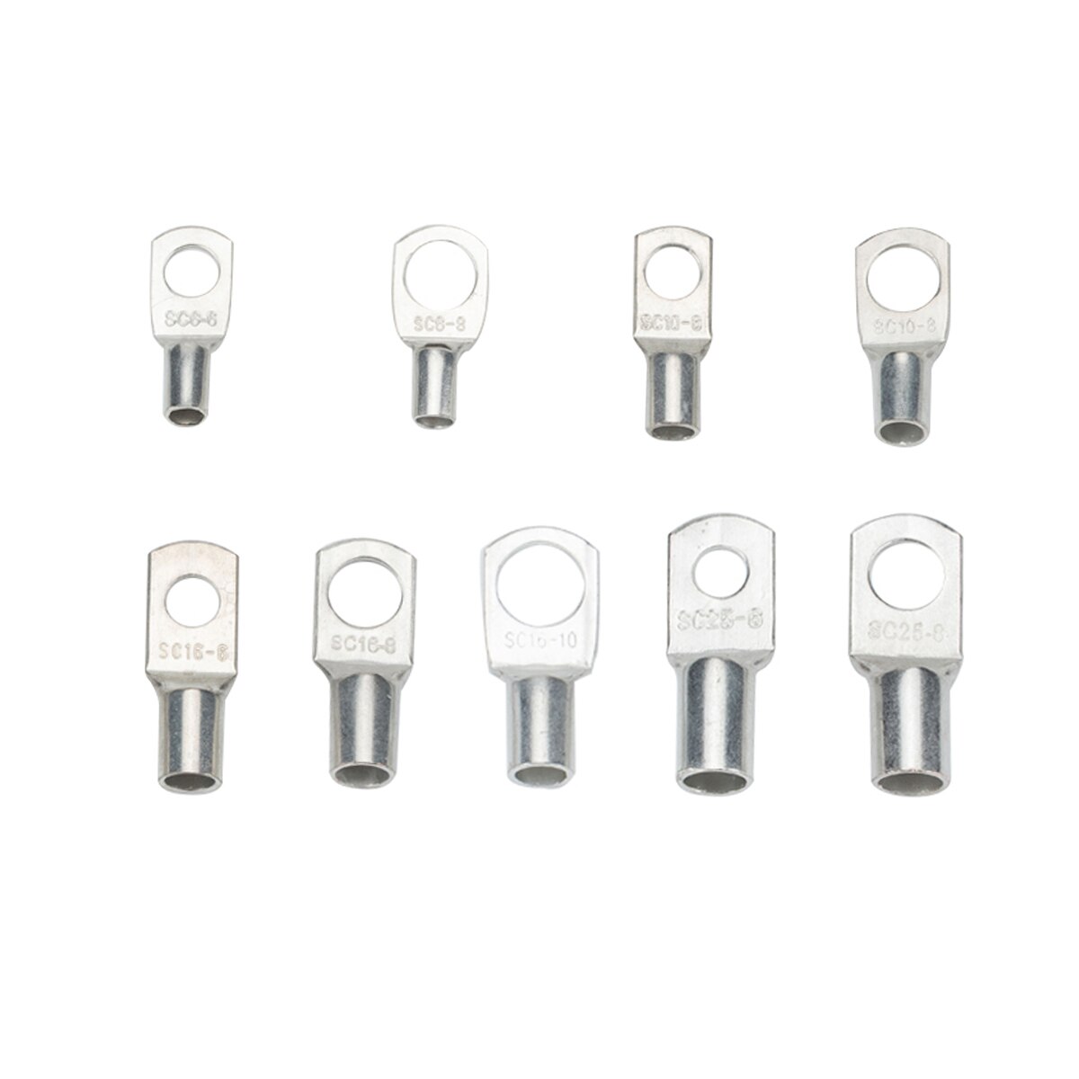 65 Uds cobre estañado con orificio para perno terminales Cable lugs batería SC anillo terminales conectores Kit surtido