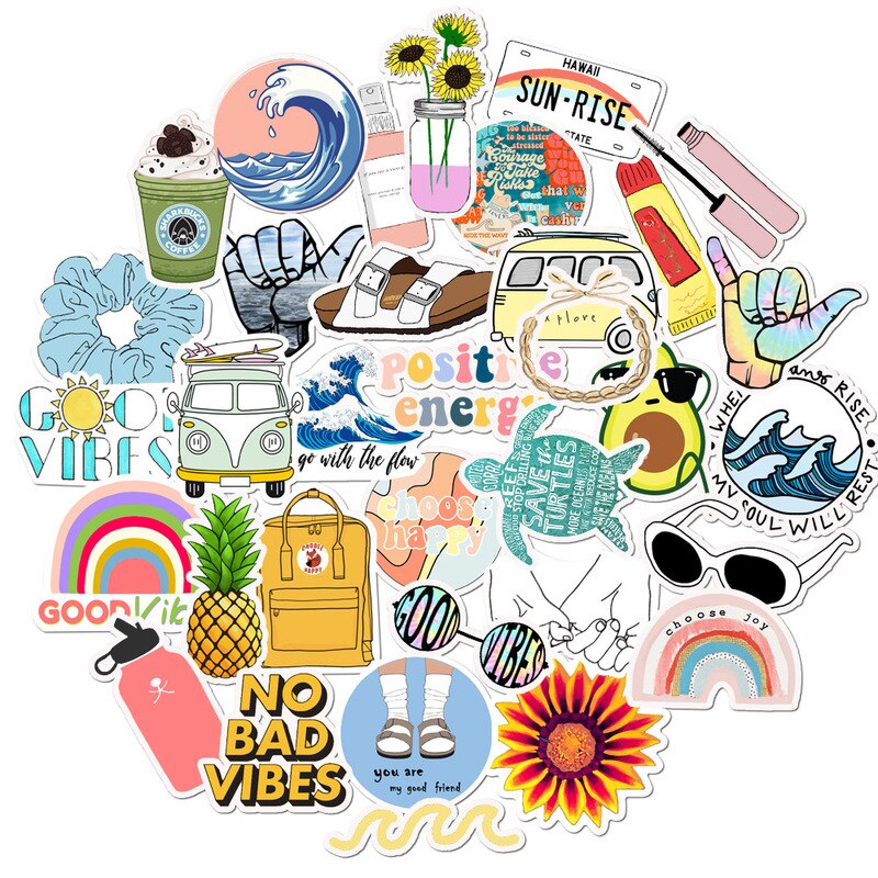 10/35PCS/ Set VSCO Vinyl Stickers Girl Essential Stuff for Water Bottles Stickers Suitable for Luggage Laptop Trendy Stickers