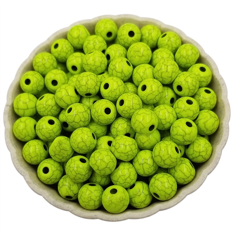 100pcs Finding Beads Handmade Material 8mm DIY Cracks Loose Bead Jewelry Accessories Multicolor: Light Green