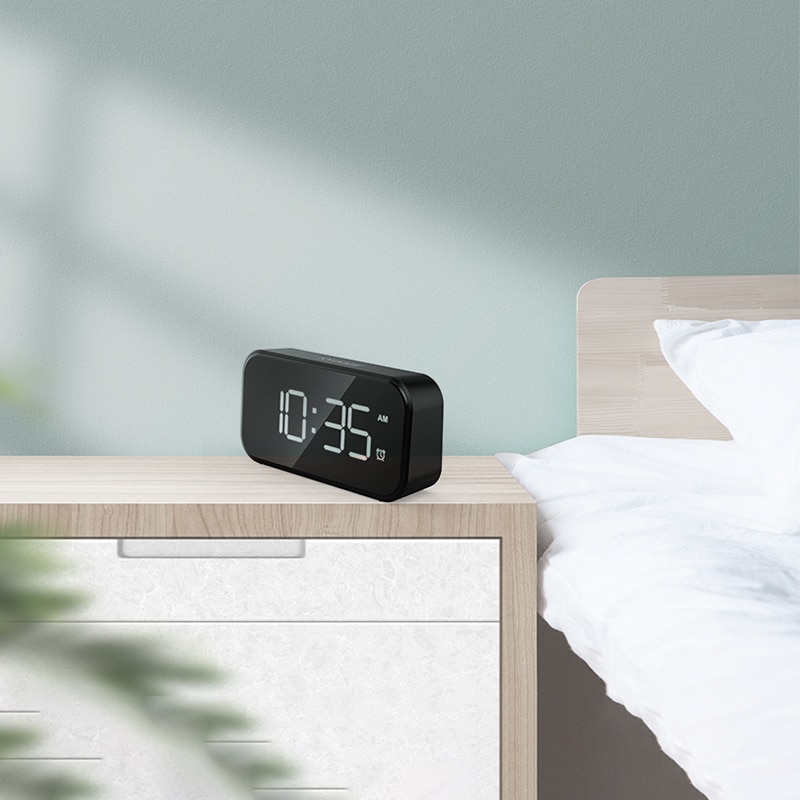 Akryl/spegel väckarklocka led digital klocka röststyrning snooze tid temperatur display timer heminredning usb elektronisk klocka
