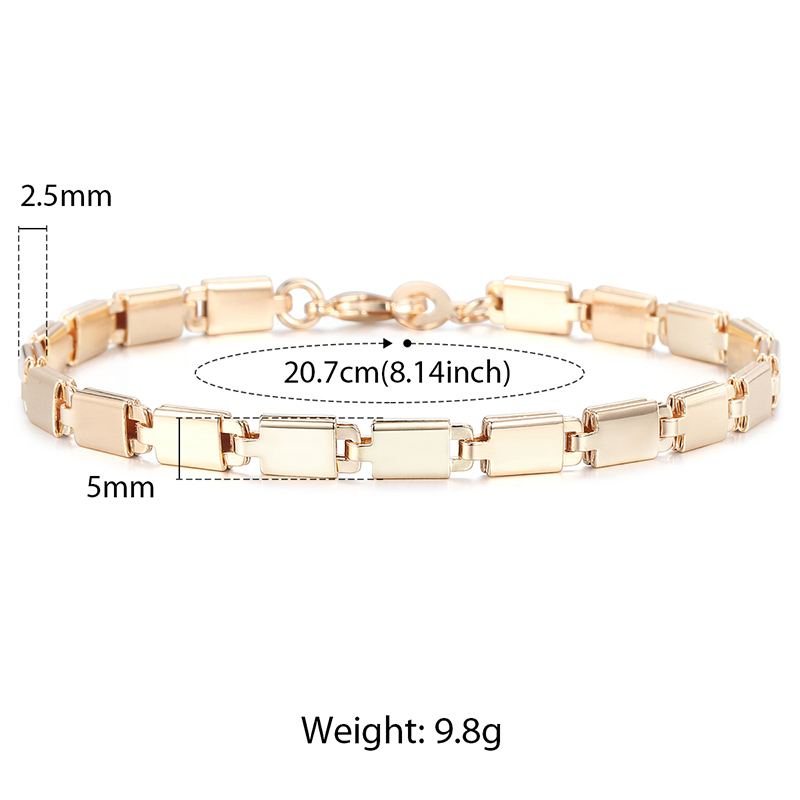 Davieslee-cadena de oro rosa para hombre y mujer, brazalete con cola de zorro, cadena Bismark martillada, 3-8mm, 20cm, DCBB1, 585: CB10
