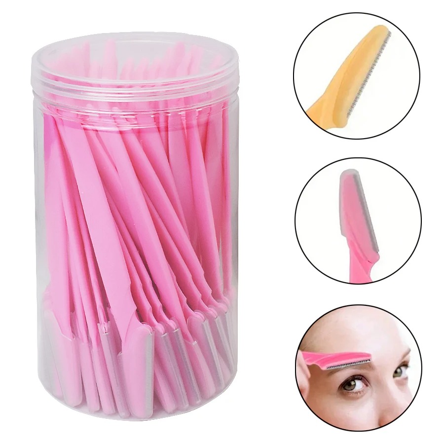 Maquinilla de afeitar para cejas para mujer, herramientas dermaplaning exfoliantes multiusos y maquinilla de afeitar Facial con cubierta de precisión, belleza de seguridad, 30 Uds.: BLACK & RED