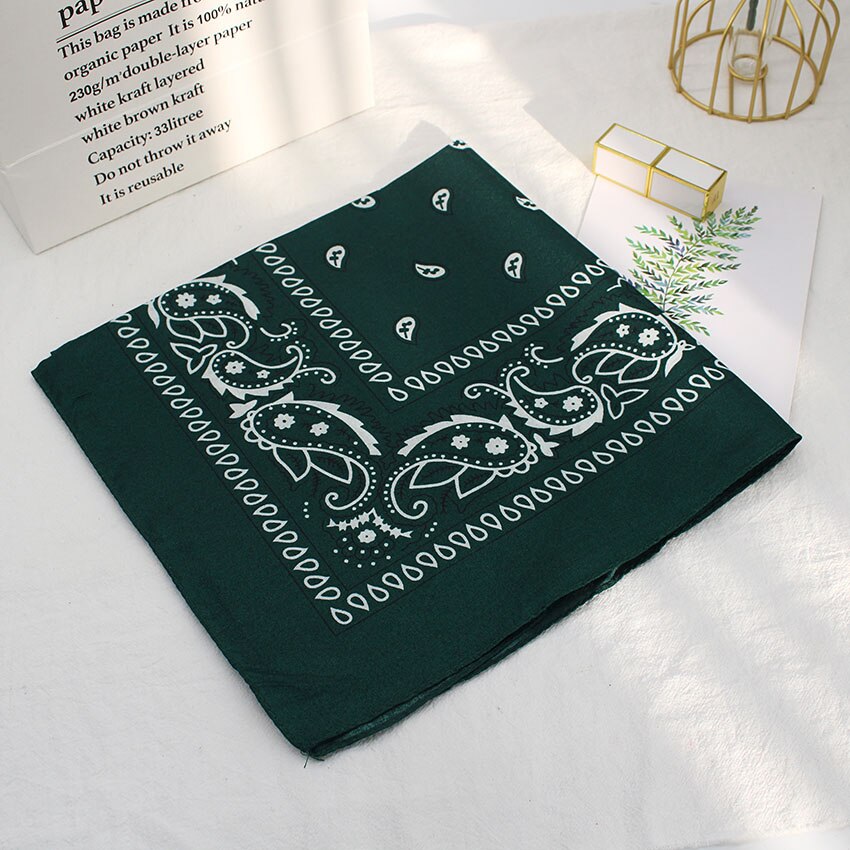 Bandana Vierkante Hoofd Hip Hop Zwart Sjaals Vrouwen Sport Bandana Haarband Sjaal Sport Hoofddeksels Zakdoek: Dark green