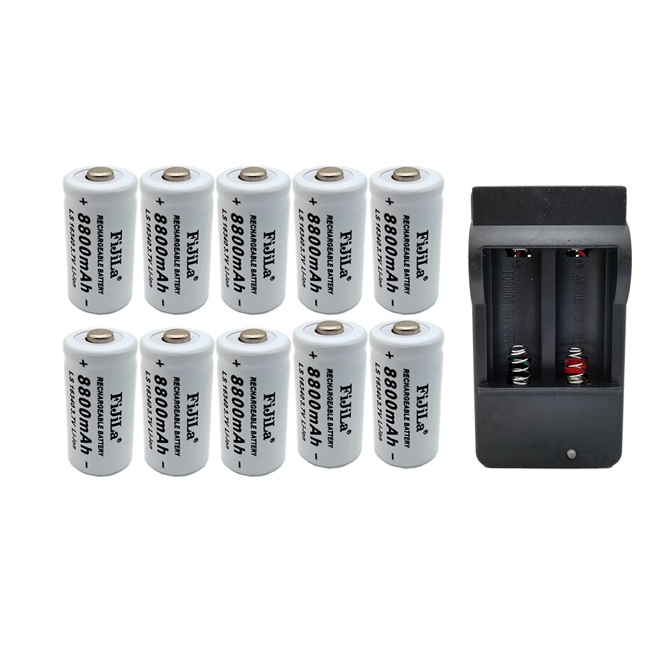 original 16340 Battery CR123A 16340 Battery 8800mAh 3.7V Li-ion Rechargeable Battery+16340Charger