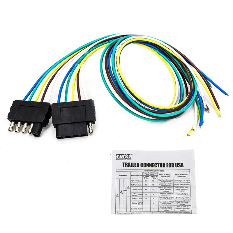TIROL 5 Stift Stecker Flache Anhänger Kabelbaum Verlängerung Stecker Adapter Stecker und Steckdosen
