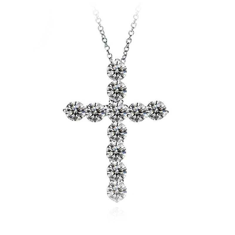 Cc  s925 halskæder vedhæng til kvinder sølv farve kors christian zirconia vedhæng halskæde kæde krave ccn 704