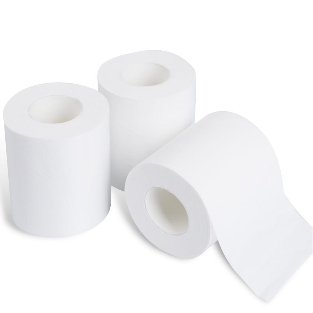 6Rolls White Paper Towels Rolls Toilet Roll 3 Layers Tissue Roll Kitchen Toilet Paper Tissue Cleaning Paper Skin-friendly Paper