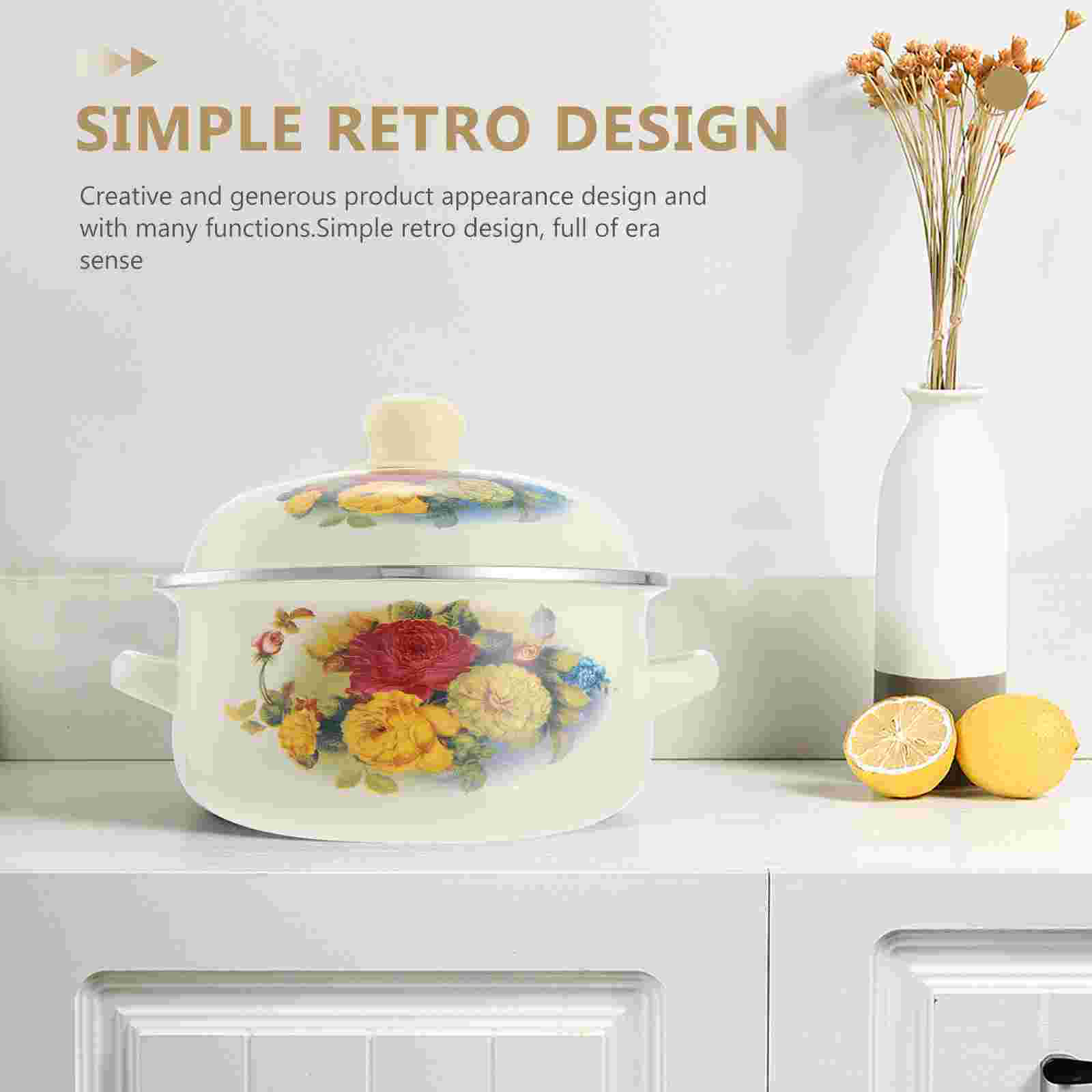 Kitchen Stockpot Enamel Soup Cooking Pot Durable Stock Pot Instant Noodle Pot