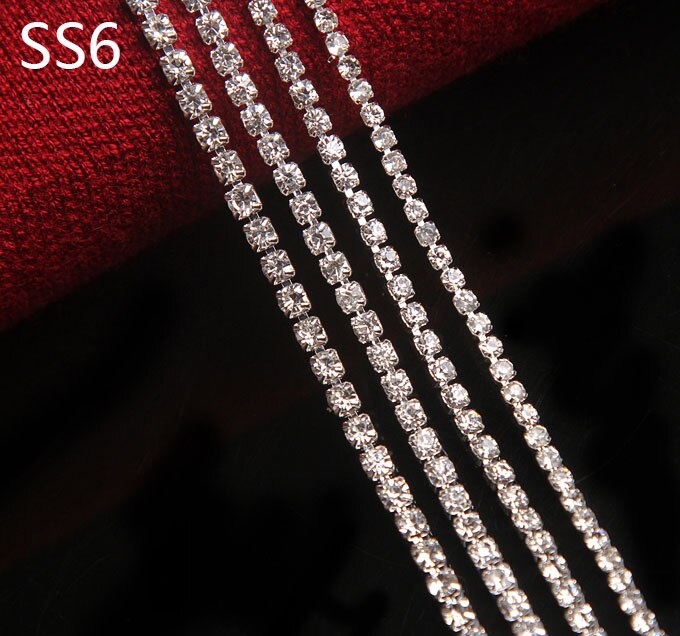 Crystal Rhinestone Banding,Silver Base Clear Crystal ,SS6 SS8 SS12 SS16 6yard/lot Diy Accessory: SS6sliver