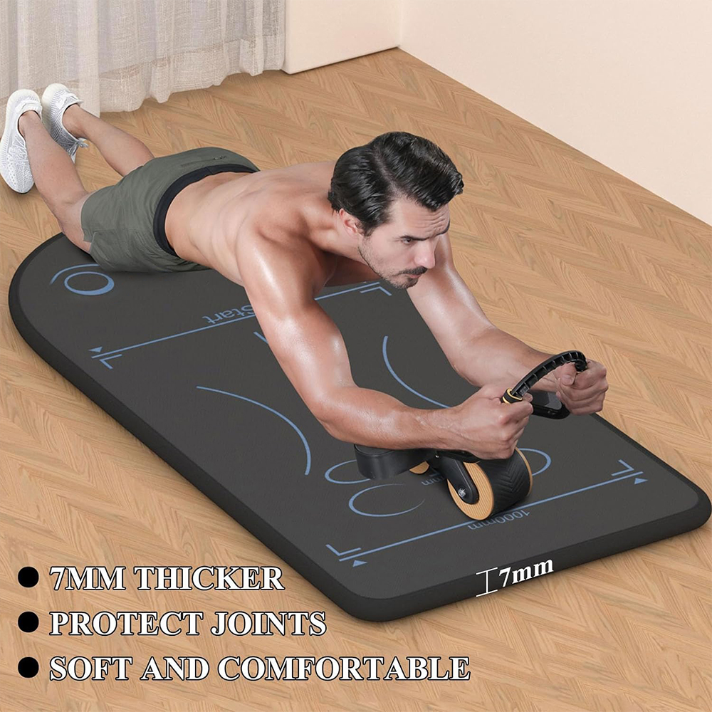 Yogamatte Herren Fitnessmatte ÜSpund zu Hause Rolle Rad Bauchtraining Professionelle rutschfeste Gymnastik-Übungsmatte