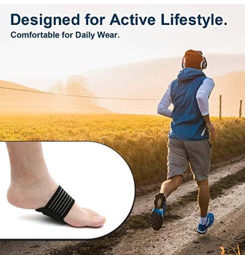 2 Pairs Cushioned Compression Arch Support with More Padded Comfort for Plantar Fasciitis, Fallen Arches, Heel Spurs