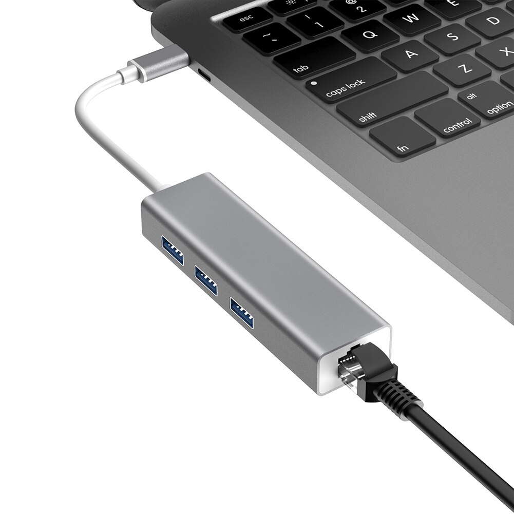 Usb-keskitin  rj45 10/100 mbps tyypin -c 3 portit ethernet-verkkokortti lan-sovitin keskitinmuunnin windows 7/8/10: lle mac os linux vista